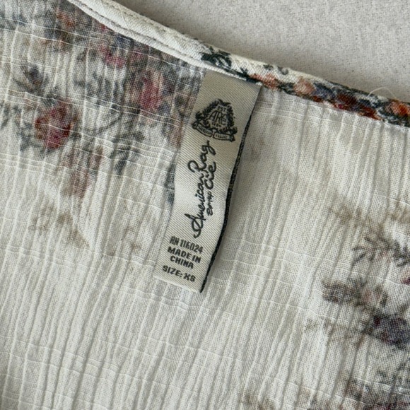 American Rag Cie Floral Lace Up Mini Dress Ivory Boho Crochet Trim XS - Picture 5 of 11